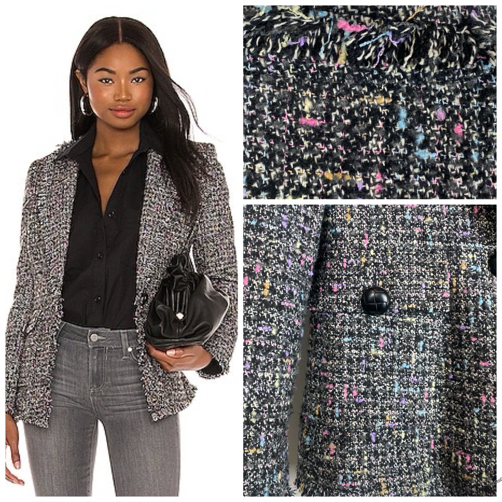 Revolve Central Park West Black Tweed Blazer Size Small